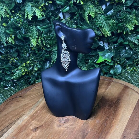 Earrings Women Silver Tone Clear Stone Fashion Dangle Drop Formal 3 Inch 2127 - Picture 5 of 7